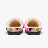 Green Pink Camo Fluffy Bedroom Slippers
