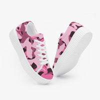 Pink Camo Designer Fashion Women’s Low Top Platform Sneakers Shoes