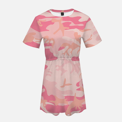 Army Pink Camo Casual Wear One Piece Dress