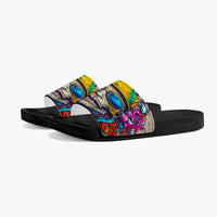 Skull Face Graphitti Trendy Street Wear Casual Sandals - Black