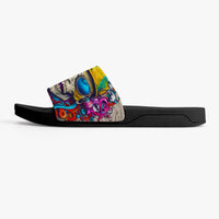 Skull Face Graphitti Trendy Street Wear Casual Sandals - Black