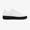 White Low-Top Leather Sports Sneakers - Black Sole