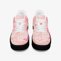 Pink Camo Designer Fashion Low-Top Leather Sports Sneakers - Black Sole