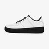 White Low-Top Leather Sports Sneakers - Black Sole