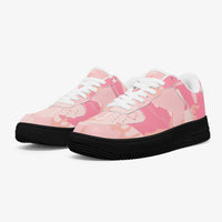 Pink Camo Designer Fashion Low-Top Leather Sports Sneakers - Black Sole