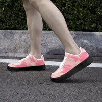 Pink Camo Designer Fashion Low-Top Leather Sports Sneakers - Black Sole