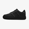 Black Low-Top Leather Sports Sneakers - Black Sole