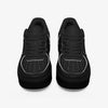 Black Low-Top Leather Sports Sneakers - Black Sole