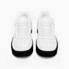 White Low-Top Leather Sports Sneakers - Black Sole