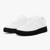 White Low-Top Leather Sports Sneakers - Black Sole