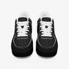 Black Low-Top Leather Sports Sneakers - Black Sole