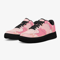 Pink Camo Designer Fashion Low-Top Leather Sports Sneakers - Black Sole