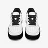 White Low-Top Leather Sports Sneakers - Black Sole