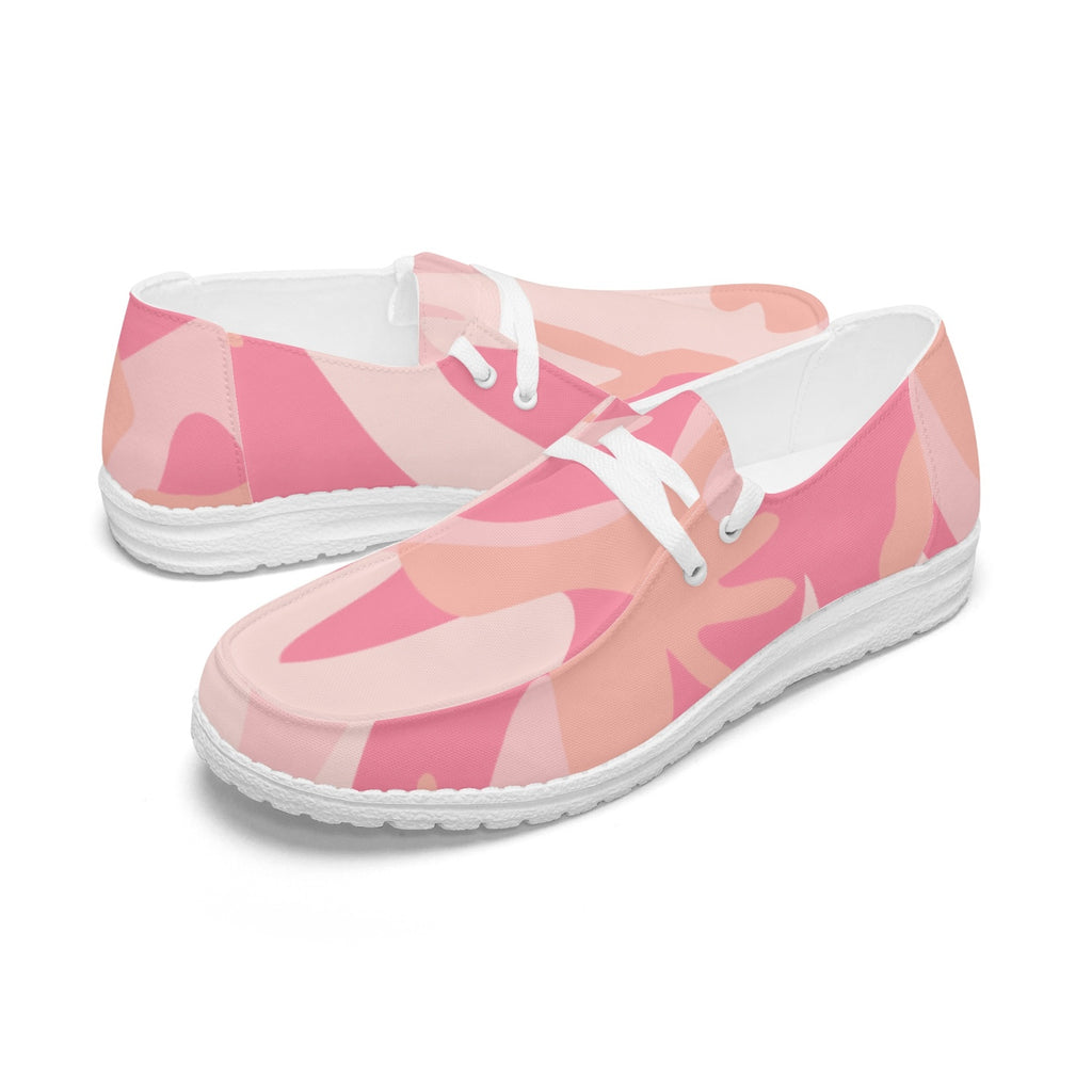 Pink Camo Trendy Canvas Lace-up Loafers