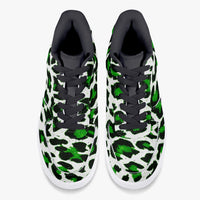 Cheetah Green Splash Low-Top Leather Sports Sneakers