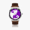 Sleepy Cat Purple Unisex Water Resistant Fashion No Battery Required Automatic Watch (Silver)