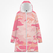 Pink Camo Unique Fashion Long Type Warm Cotton-pad Zipper-up Hoodie