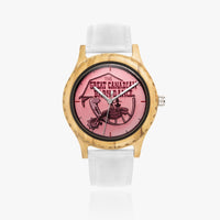 The Great Canadian Barn Dance Collection Pink Italian Olive Lumber Wooden Watch - Leather Strap