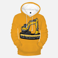 EXCAVATIONPRO Collection Excavator Yellow Round Collar Hoodie