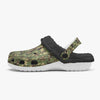 Green Camo Designer Fashion Lined All Over Printed Clogs
