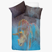Mystic Blue Alpha Triceratops Dinosaur 3in1 Polyester Bedding Set