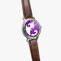 Sleepy Cat Purple Unisex Water Resistant Fashion No Battery Required Automatic Watch (Silver)