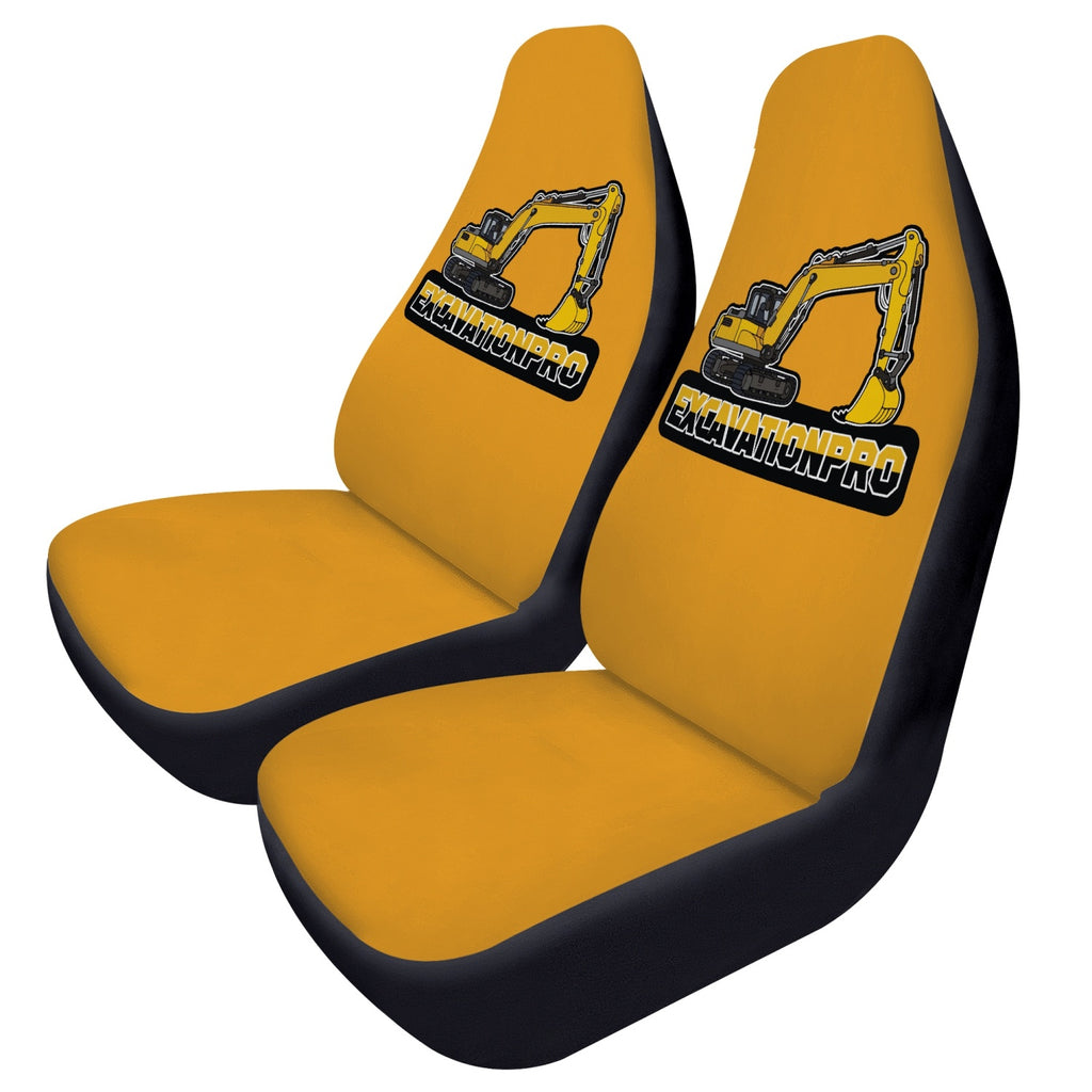 EXCAVATIONPRO Excavator Yellow Microfiber Car Seats Cover 2Pcs