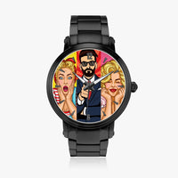 The Man Cartoon Fashion Steel Strap  No Battery Required Automatic Watch (With Indicators)