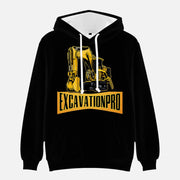 EXCAVATIONPRO Heavy Excavator Round Collar Black Hoodie