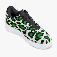 Cheetah Green Splash Low-Top Leather Sports Sneakers