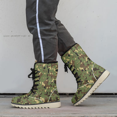 Green Camo Designer Fashion Cotton-pad Fur Lining Boots