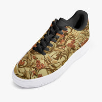 Flower Art Fashion Black Low-Top Leather Sports Sneakers