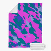 Pink Green Blue Camo Print Trends Dual-sided Stitched Fleece Blanket