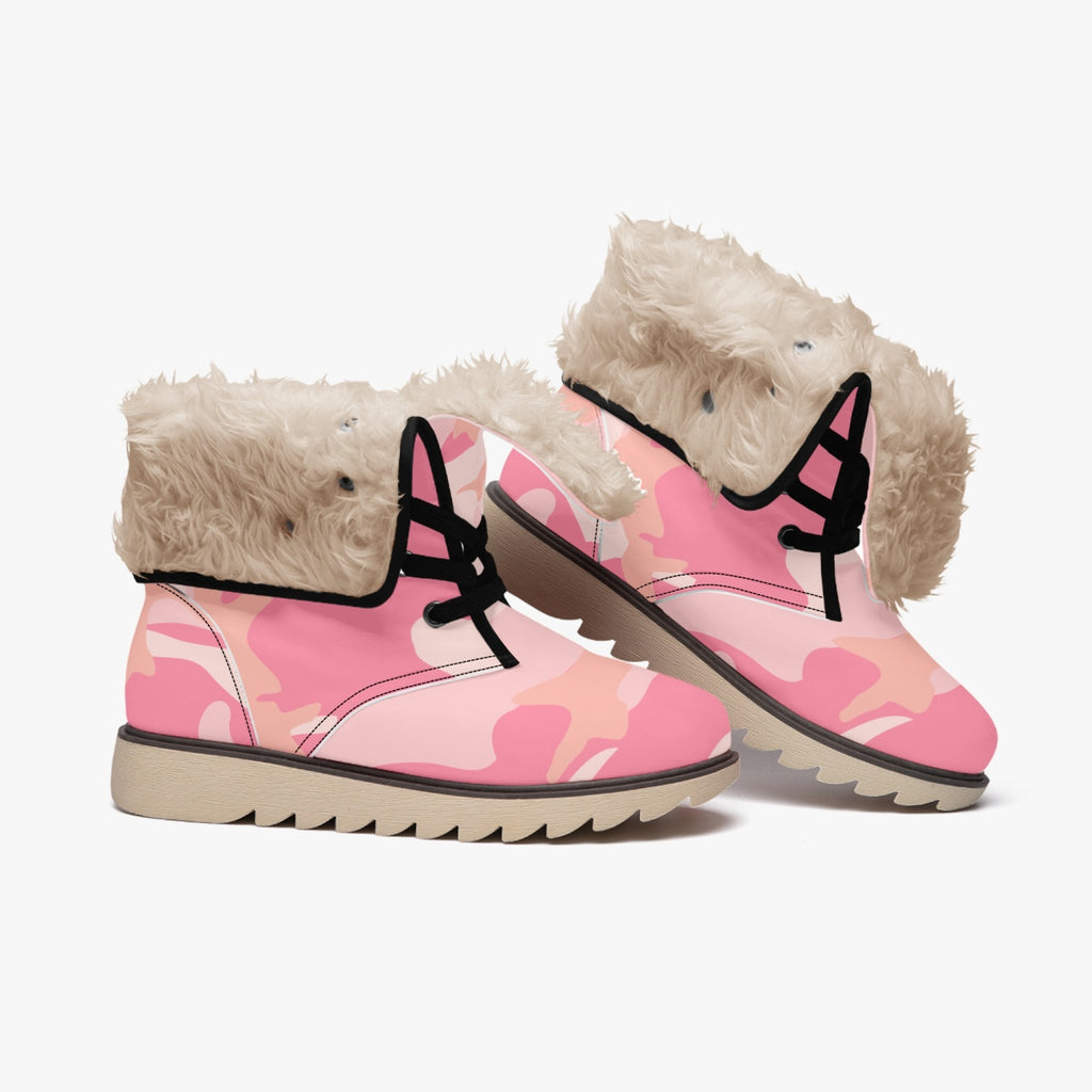 Pink Camo Designer Fashion Cotton-pad Fur Lining Boots