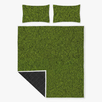 Grounded Cool Grass Nature Lover Designer Polyester Quilt Bed Set 3pc