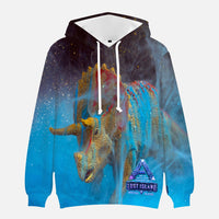 Mystic Blue Alpha Triceratops Lost Island Unofficial Ark Server Round Collar Hoodie