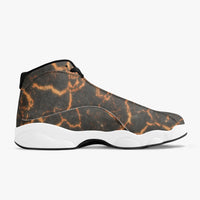 Scorched Earth High-Top Leather Basketball Sneakers in Black