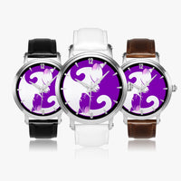 Sleepy Cat Purple Unisex Water Resistant Fashion No Battery Required Automatic Watch (Silver)