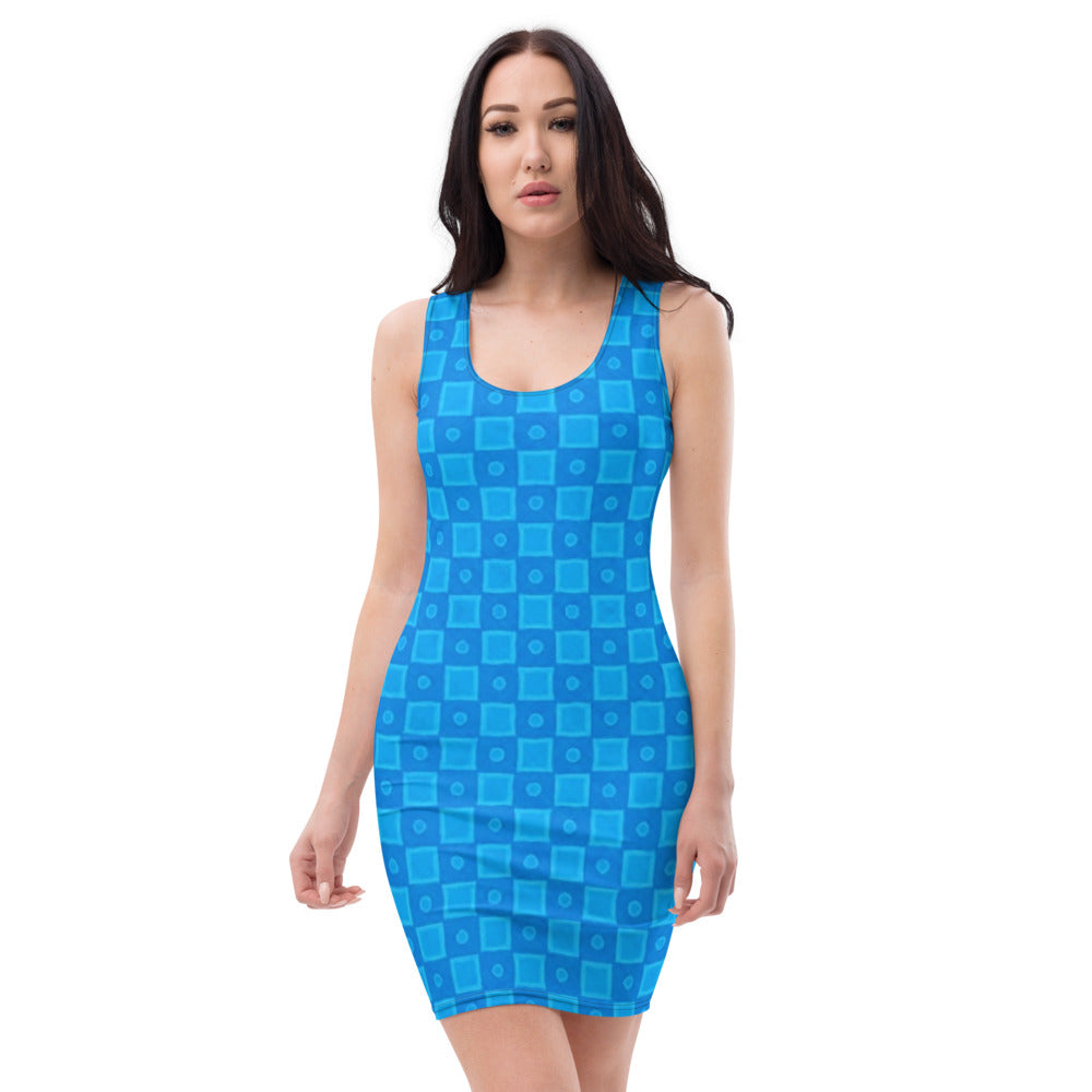 Blue Designer Sublimation Cut & Sew Dress