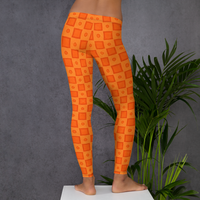 Orange Square Designer Leggings.