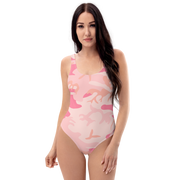 Pink Camo Designer Swimwear One-Piece Swimsuit.