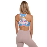 Tasty Milk shake Jordy Blue Designer Fashion Padded Sports Bra.