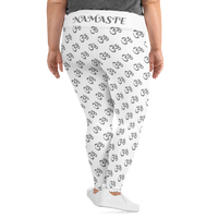 Namaste White Plus Size Quality Designer Leggings.