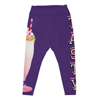 Tasty Milk Shake Purple Designer Fashion Plus Size Leggings.