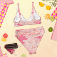 Pink Camo Designer high-waisted bikini Swimwear Bathing suit.
