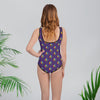 Flower Power Purple Designer Fashion Print Youth Swimsuit