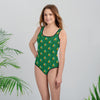 Flower Power Green Designer Fashion Print Youth Swimsuit