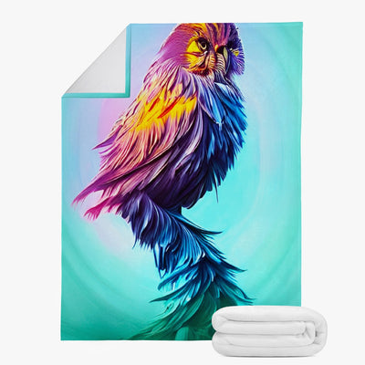 Spectral Owl Trends Dual-sided Stitched Fleece Blanket