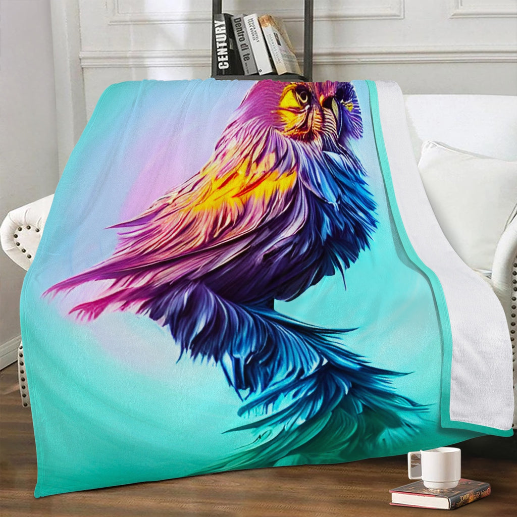 Spectral Owl Trends Dual-sided Stitched Fleece Blanket
