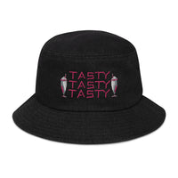 Tasty Milk Shake Designer Fashion Denim Embroidered Bucket Hat.